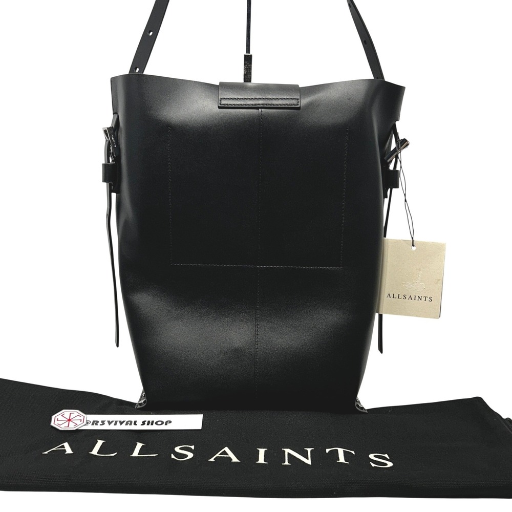 New AllSaints Miro Black Leather Crossbody Shoulder Bucket With Dust Bag- NWT - Picture 12 of 12